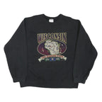 Mens Black Sweatshirt Wisconsin Map The Badger State Crew Neck L Regional Print