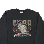 Mens Black Sweatshirt Wisconsin Map The Badger State Crew Neck L Regional Print