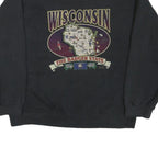 Mens Black Sweatshirt Wisconsin Map The Badger State Crew Neck L Regional Print