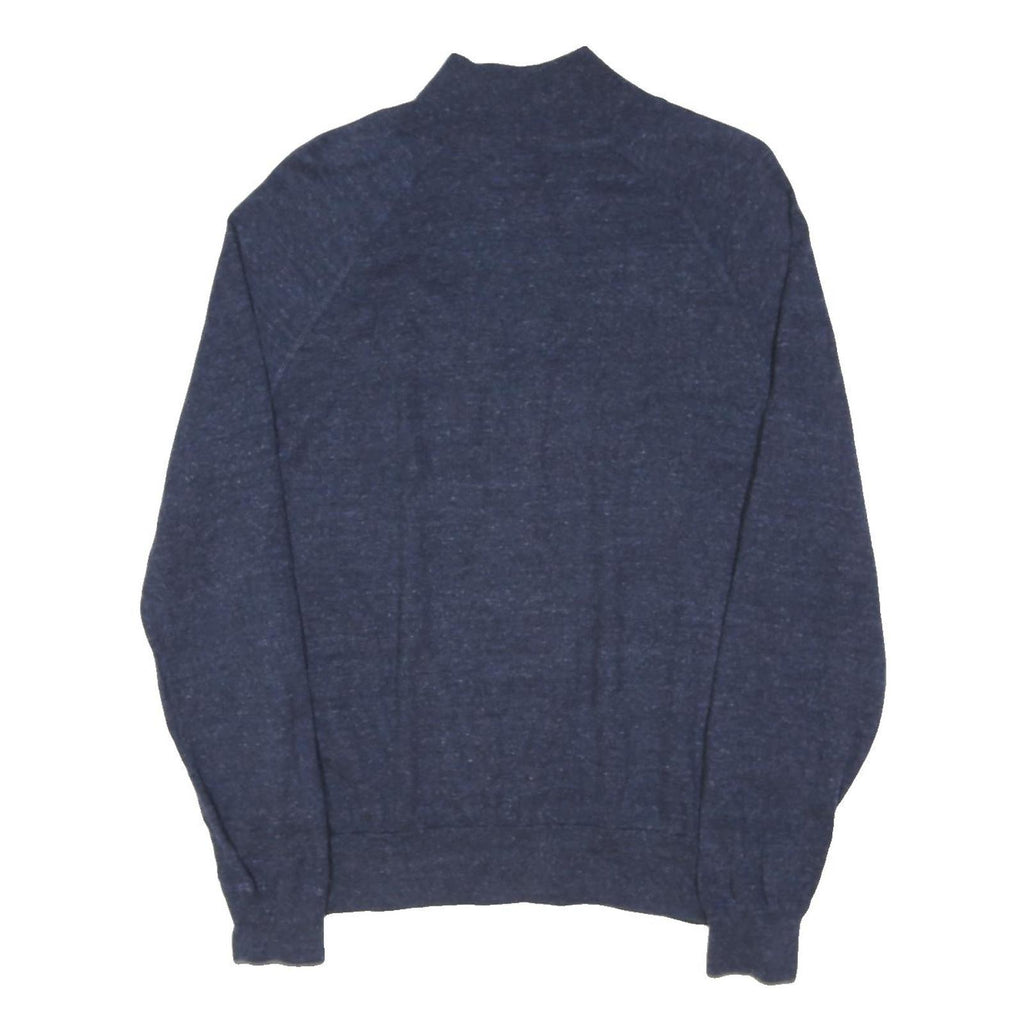 POLO RALPH LAUREN Mens Blue Plain Cotton Blend Jumper Full Zip Crew Neck M