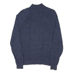 POLO RALPH LAUREN Mens Blue Plain Cotton Blend Jumper Full Zip Crew Neck M
