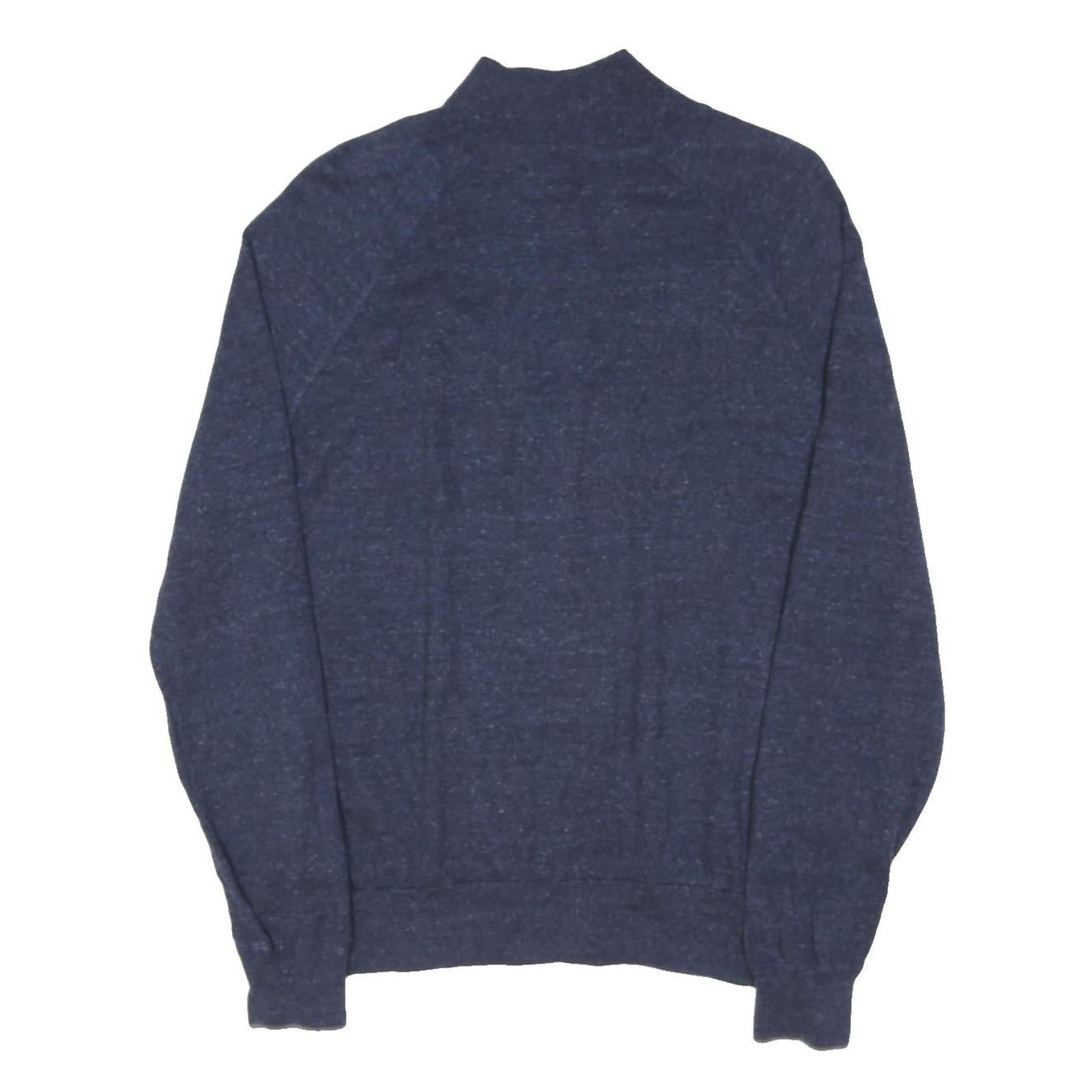 POLO RALPH LAUREN Mens Blue Plain Cotton Blend Jumper Full Zip Crew Neck M
