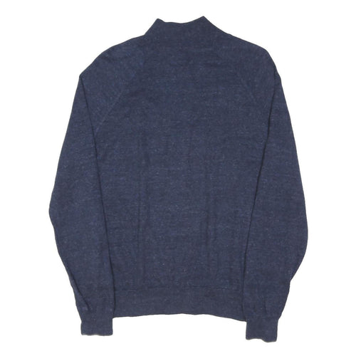 POLO RALPH LAUREN Mens Blue Plain Cotton Blend Jumper Full Zip Crew Neck M
