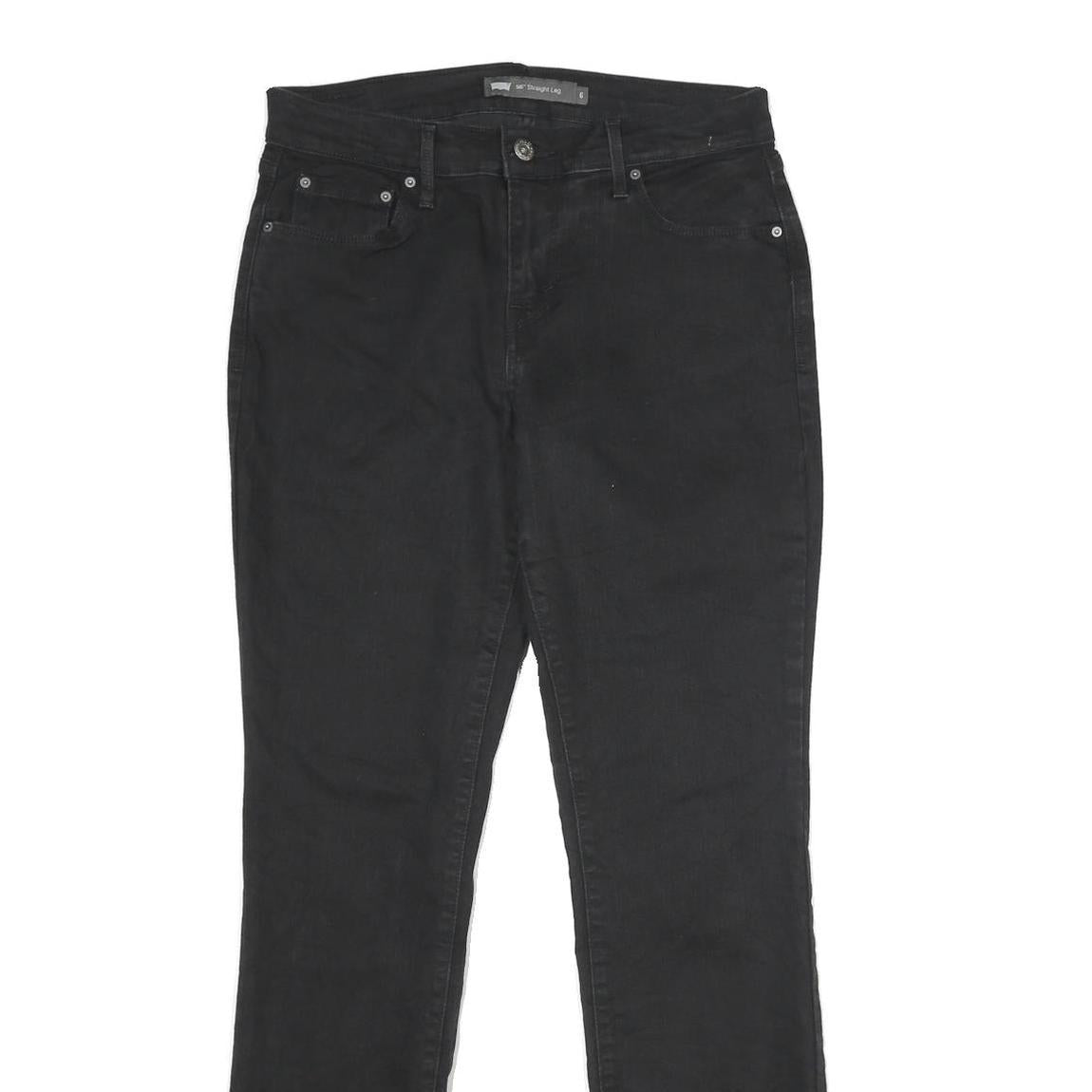 LEVI'S 505 Womens Jeans Black Regular Straight Denim W28 L32 Zip Cotton Blend
