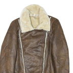 FOREVER EXCLUSIVE Womens Brown Faux Shearling Jacket S Synthetic Zip Soft Warm