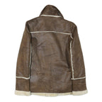 FOREVER EXCLUSIVE Womens Brown Faux Shearling Jacket S Synthetic Zip Soft Warm