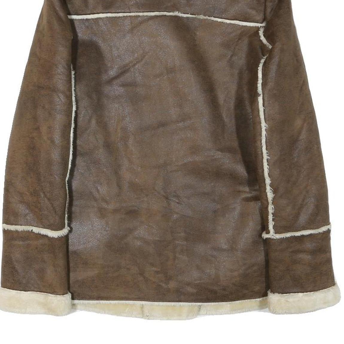 FOREVER EXCLUSIVE Womens Brown Faux Shearling Jacket S Synthetic Zip Soft Warm