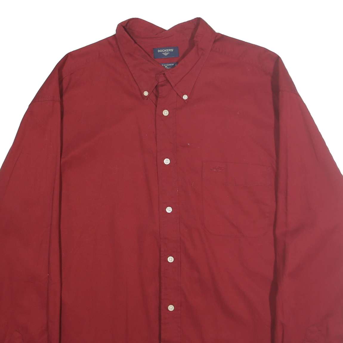 DOCKERS Mens Red Shirt XL Cotton Button Down Long Sleeve Casual