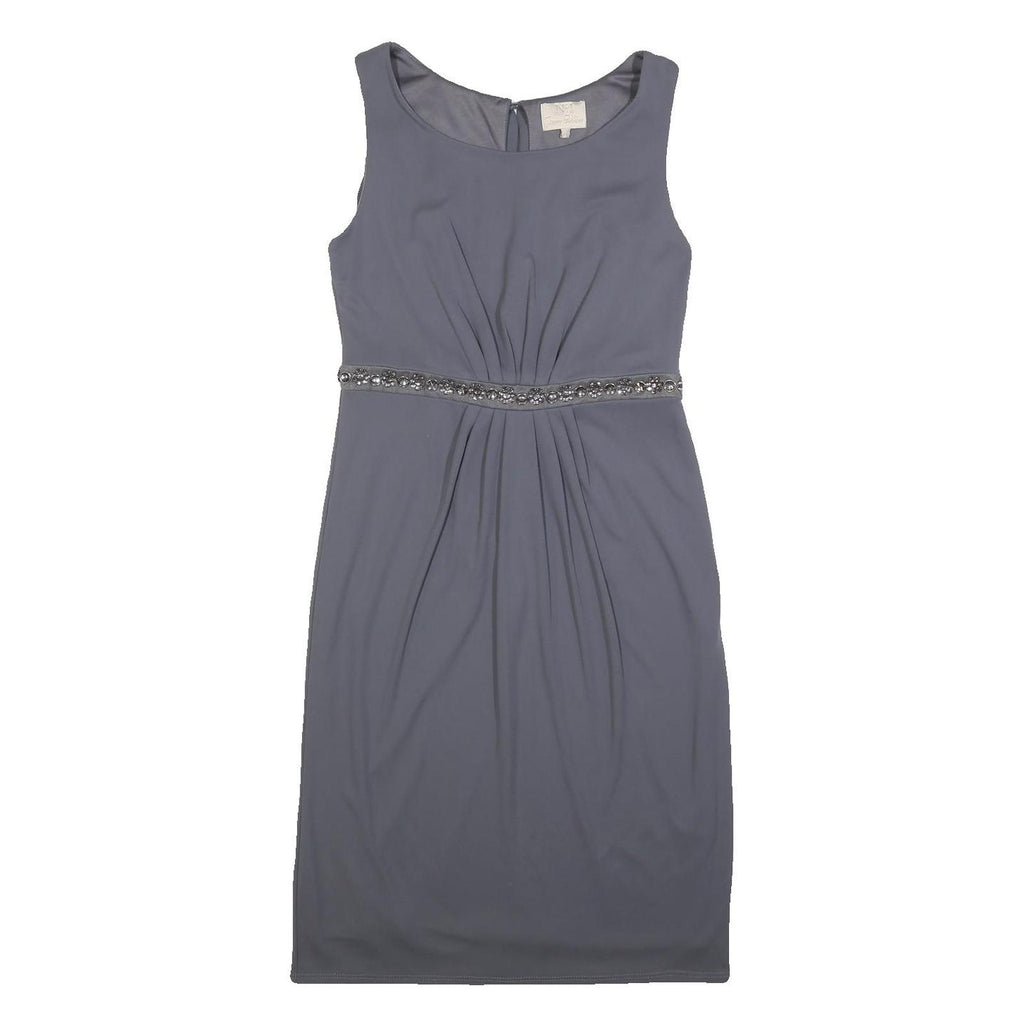 JENNY PACKHAM Womens Blue Sleeveless Sheath Polyester Blend Dress UK 12