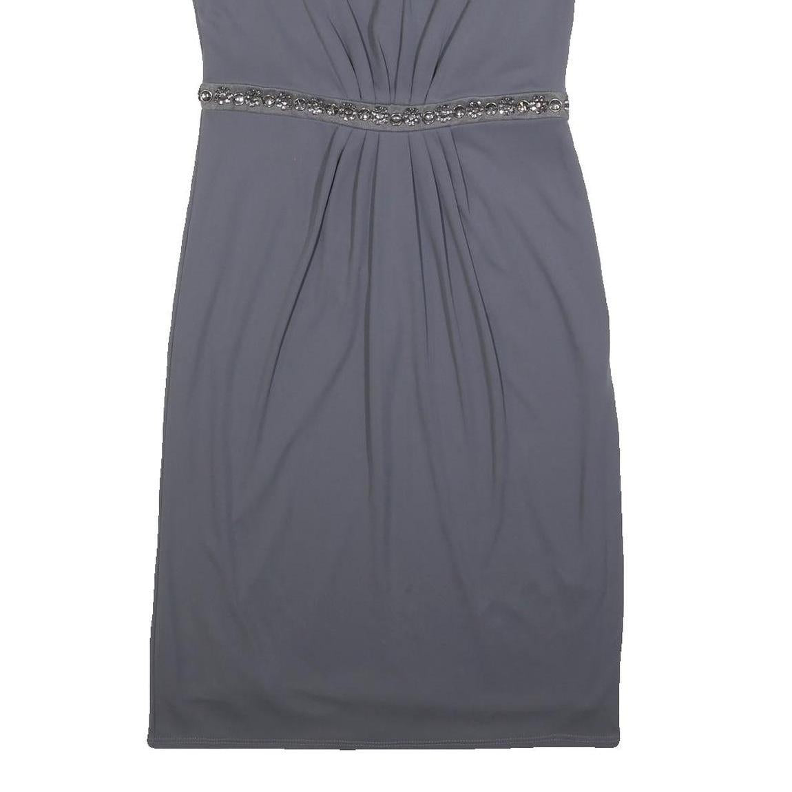 JENNY PACKHAM Womens Blue Sleeveless Sheath Polyester Blend Dress UK 12