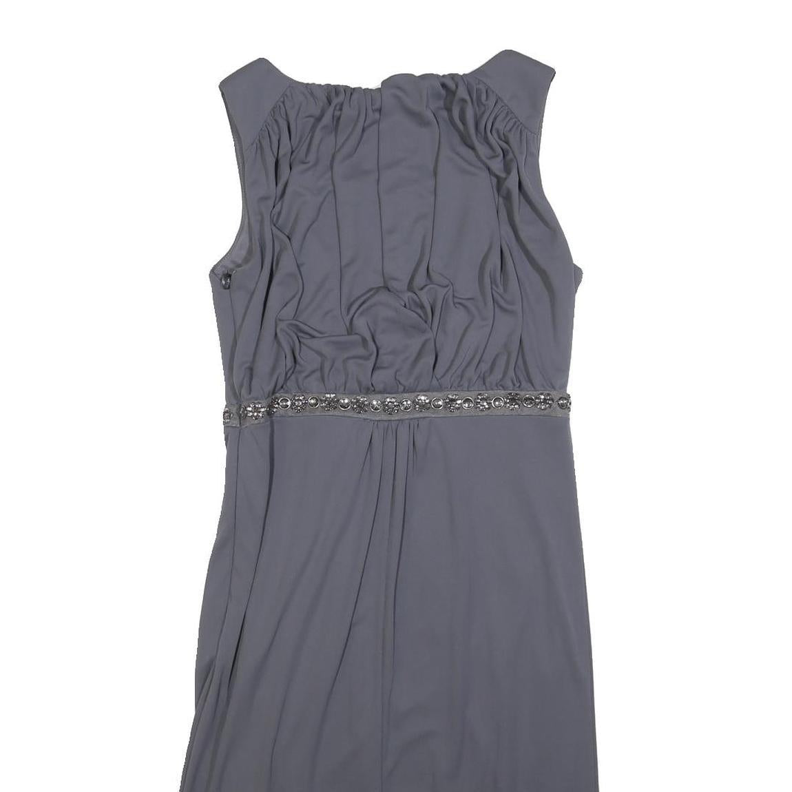 JENNY PACKHAM Womens Blue Sleeveless Sheath Polyester Blend Dress UK 12