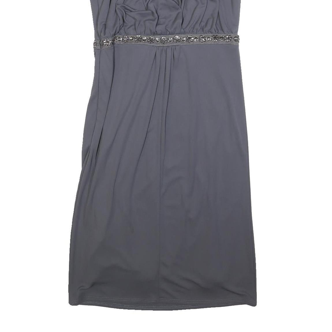 JENNY PACKHAM Womens Blue Sleeveless Sheath Polyester Blend Dress UK 12
