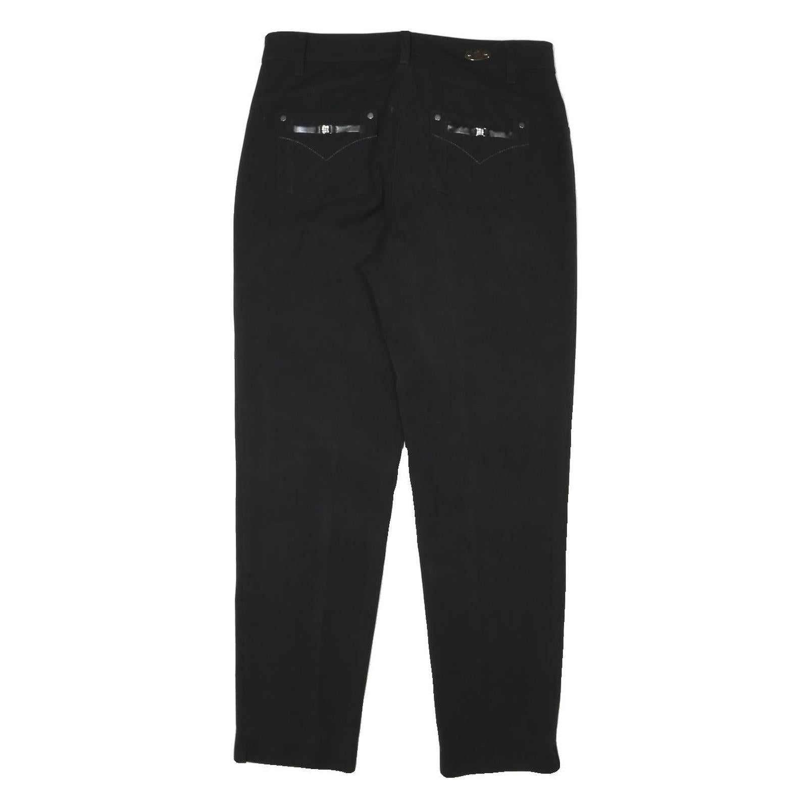 CARLA FERRONI Womens Polyester Blend Black Slim Slim Trousers W30 L28 Elegant