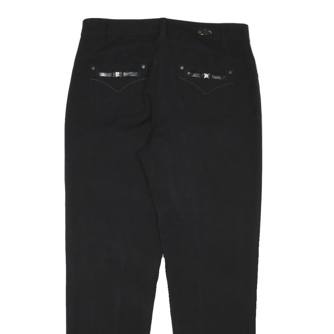 CARLA FERRONI Womens Polyester Blend Black Slim Slim Trousers W30 L28 Elegant