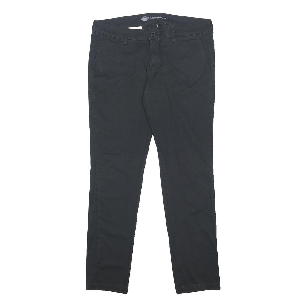 DICKIES Womens Cotton Blend Black Slim Slim Trousers W34 L31 Workwear Casual