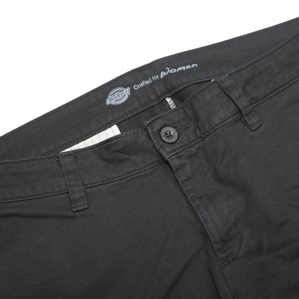 DICKIES Womens Cotton Blend Black Slim Slim Trousers W34 L31 Workwear Casual