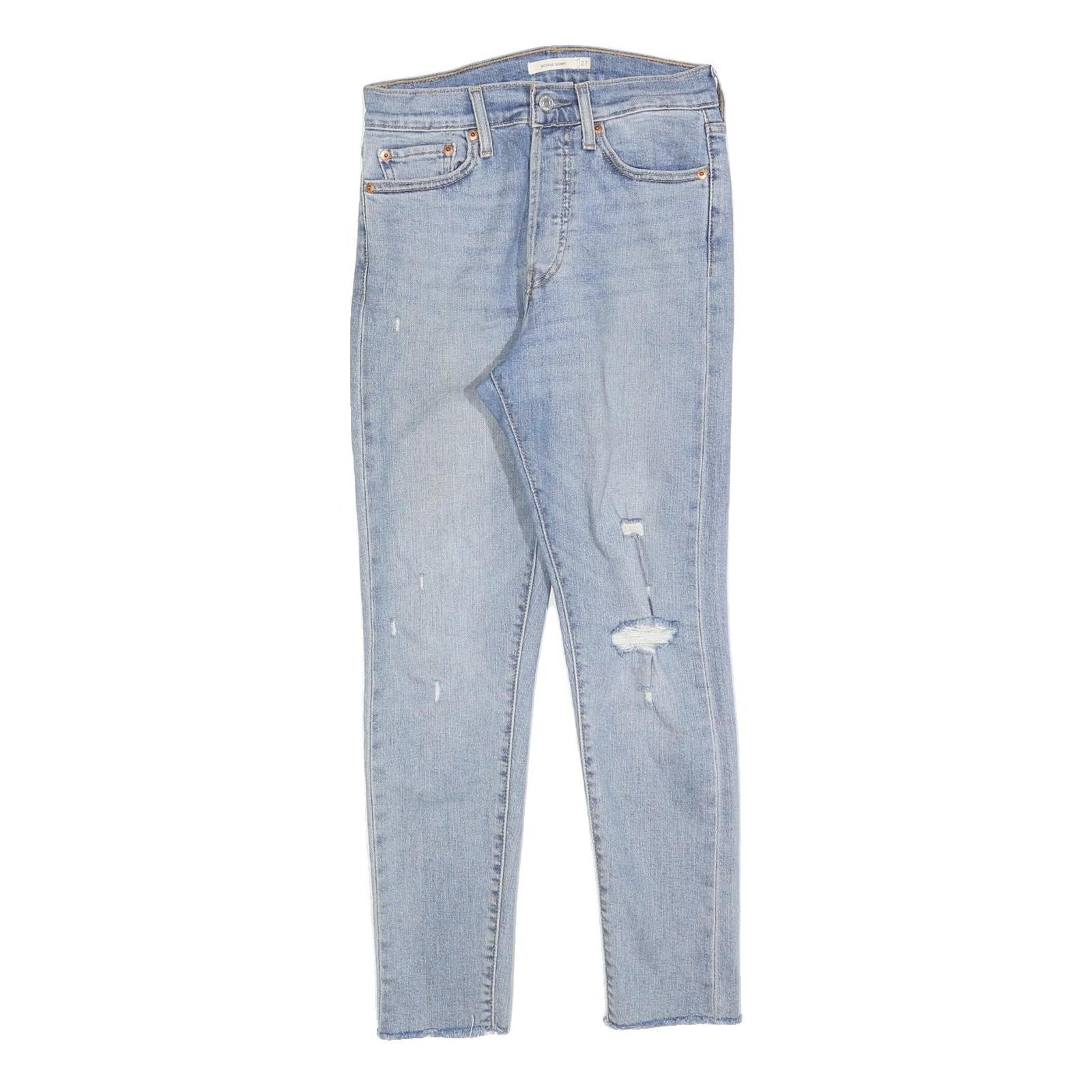 LEVI'S Womens Slim Light Blue Denim Slim Jeans W27 L27 Distressed