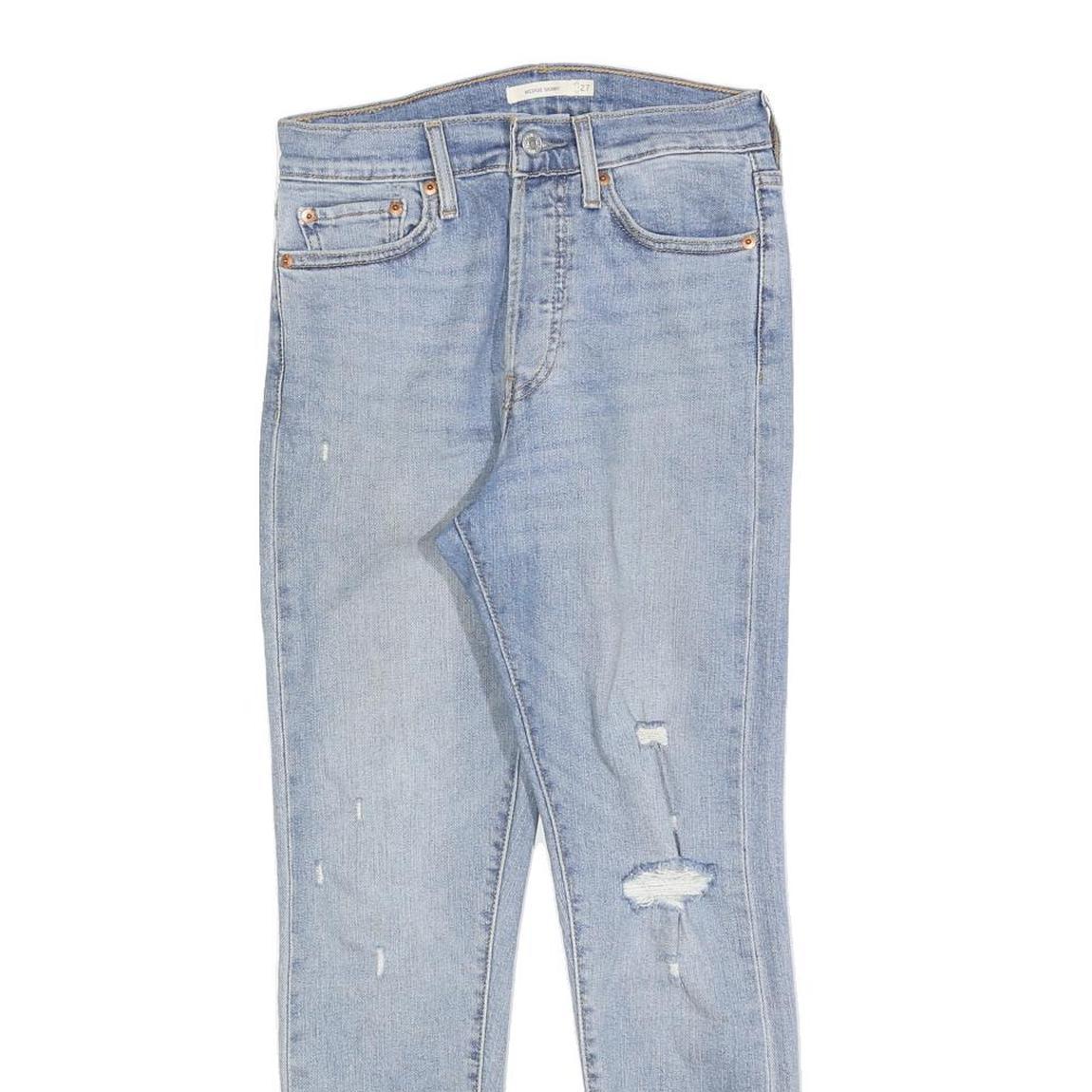LEVI'S Womens Slim Light Blue Denim Slim Jeans W27 L27 Distressed