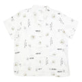 Mens White Chinese Style Button Shirt M Oriental Print Summer Casual