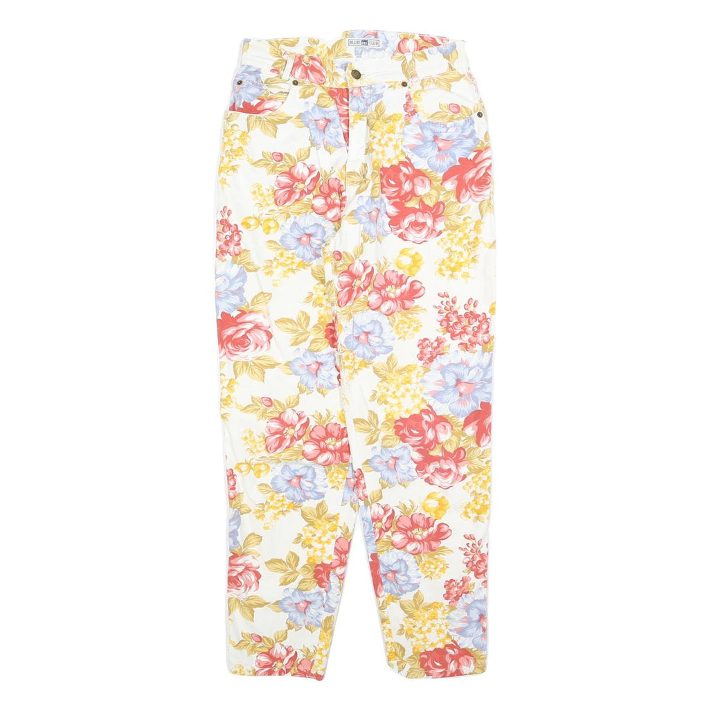 BLUES CLUB Womens Cotton Blend White & Multicolour Floral Regular Fit Straight