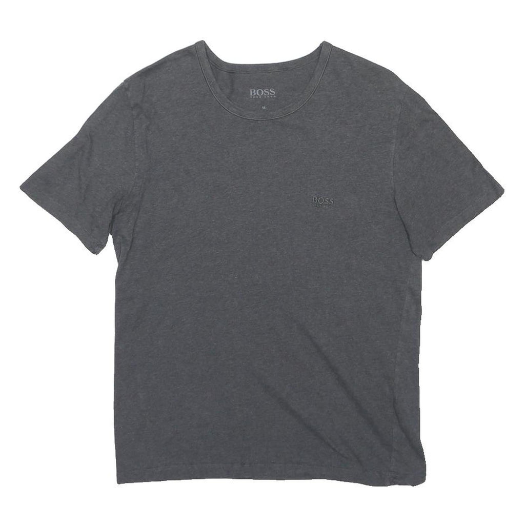 HUGO BOSS Mens Grey Crew Neck Short Sleeve T-Shirt M Cotton Blend Casual