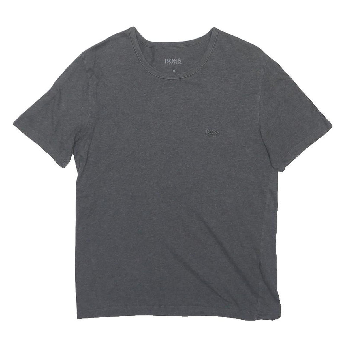 HUGO BOSS Mens Grey Crew Neck Short Sleeve T-Shirt M Cotton Blend Casual