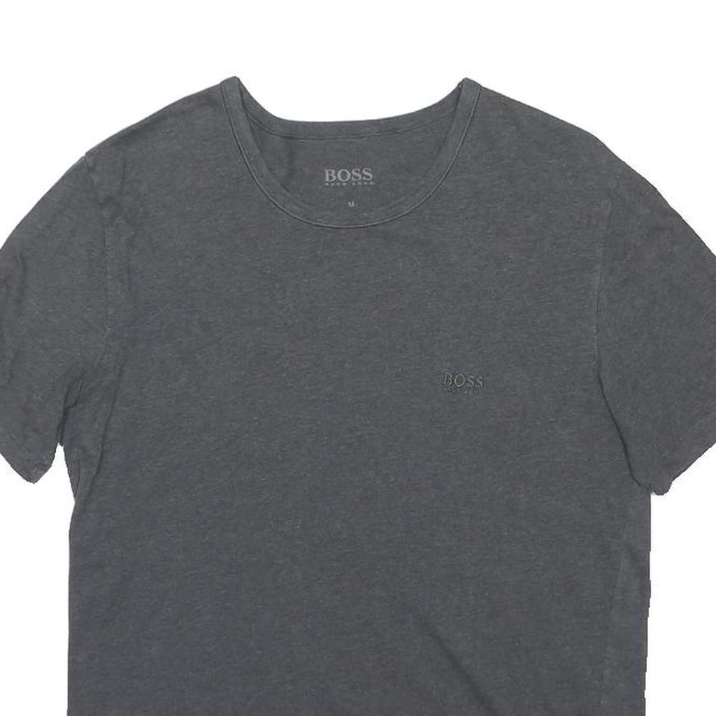 HUGO BOSS Mens Grey Crew Neck Short Sleeve T-Shirt M Cotton Blend Casual