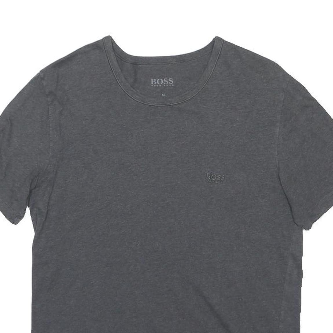 HUGO BOSS Mens Grey Crew Neck Short Sleeve T-Shirt M Cotton Blend Casual