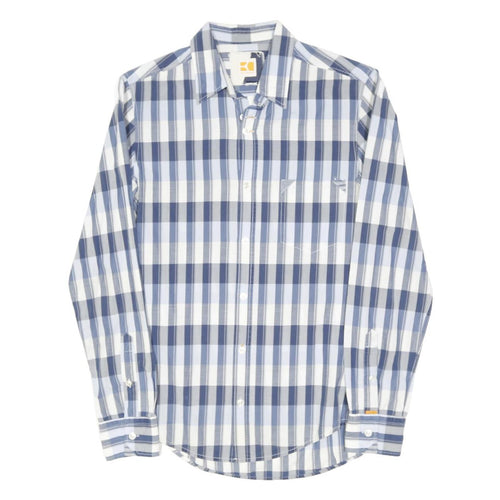 HUGO BOSS Mens Blue & White Check Shirt S Cotton Blend Long Sleeve Casual
