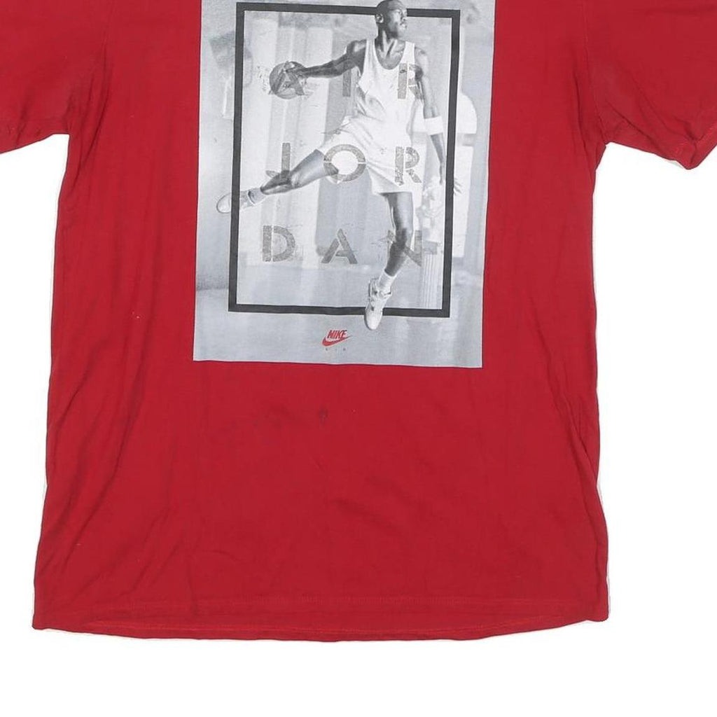 NIKE Mens Red Jordan Graphic T-Shirt L Short Sleeve Crew Neck Basketball Print