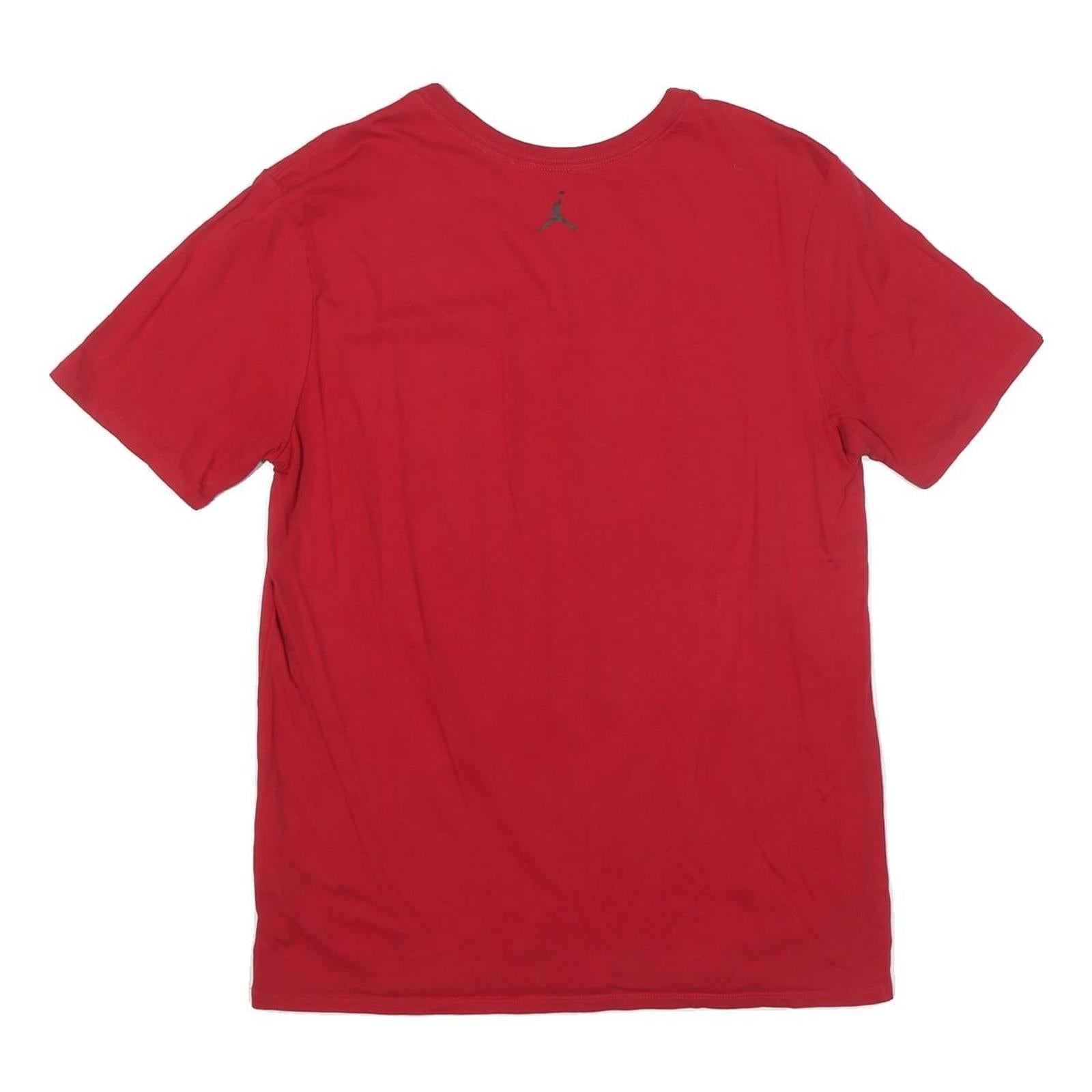 NIKE Mens Red Jordan Graphic T-Shirt L Short Sleeve Crew Neck Basketball Print