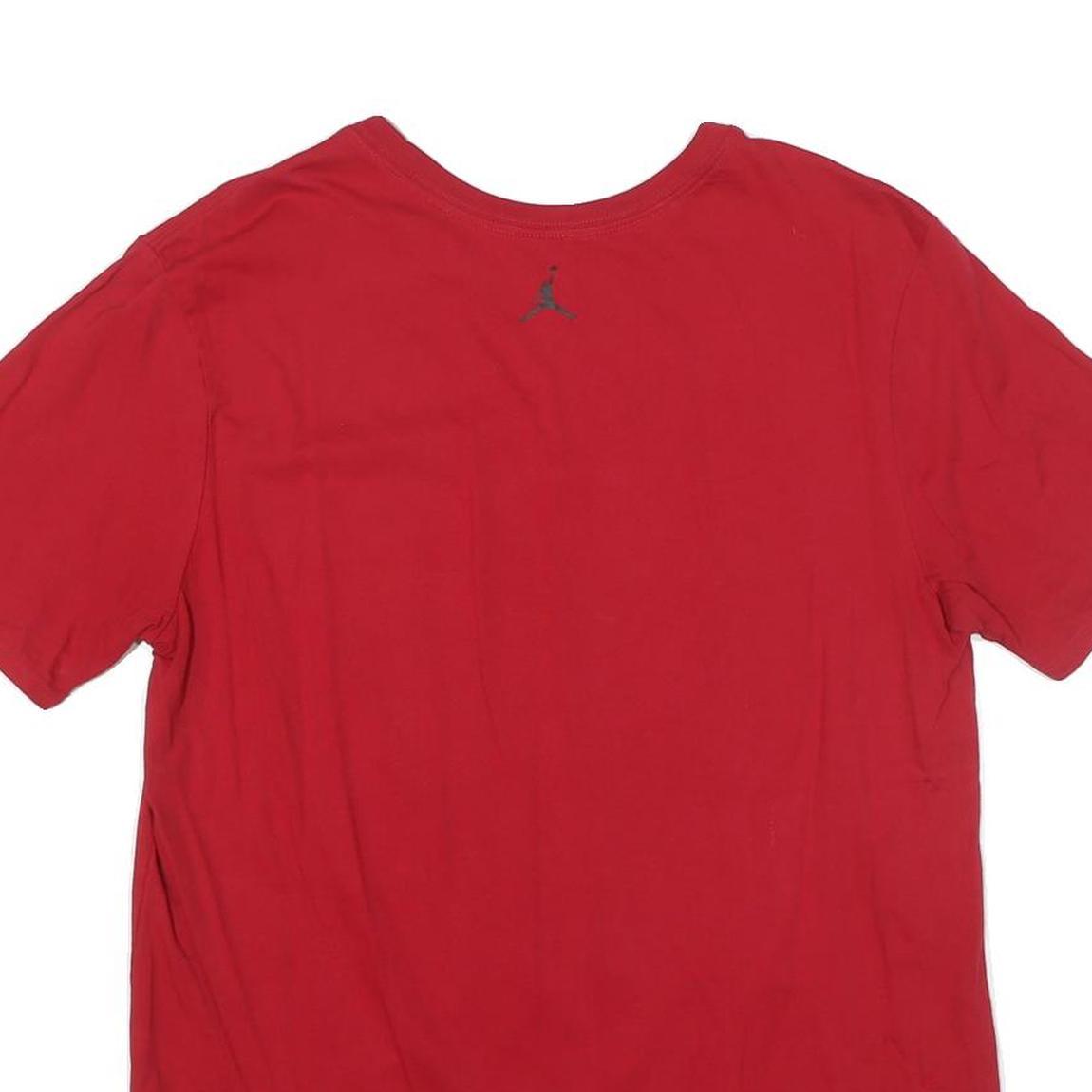 NIKE Mens Red Jordan Graphic T-Shirt L Short Sleeve Crew Neck Basketball Print