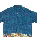 EMERGENCY EXIT Mens Hawaiian Shirt Blue Floral L