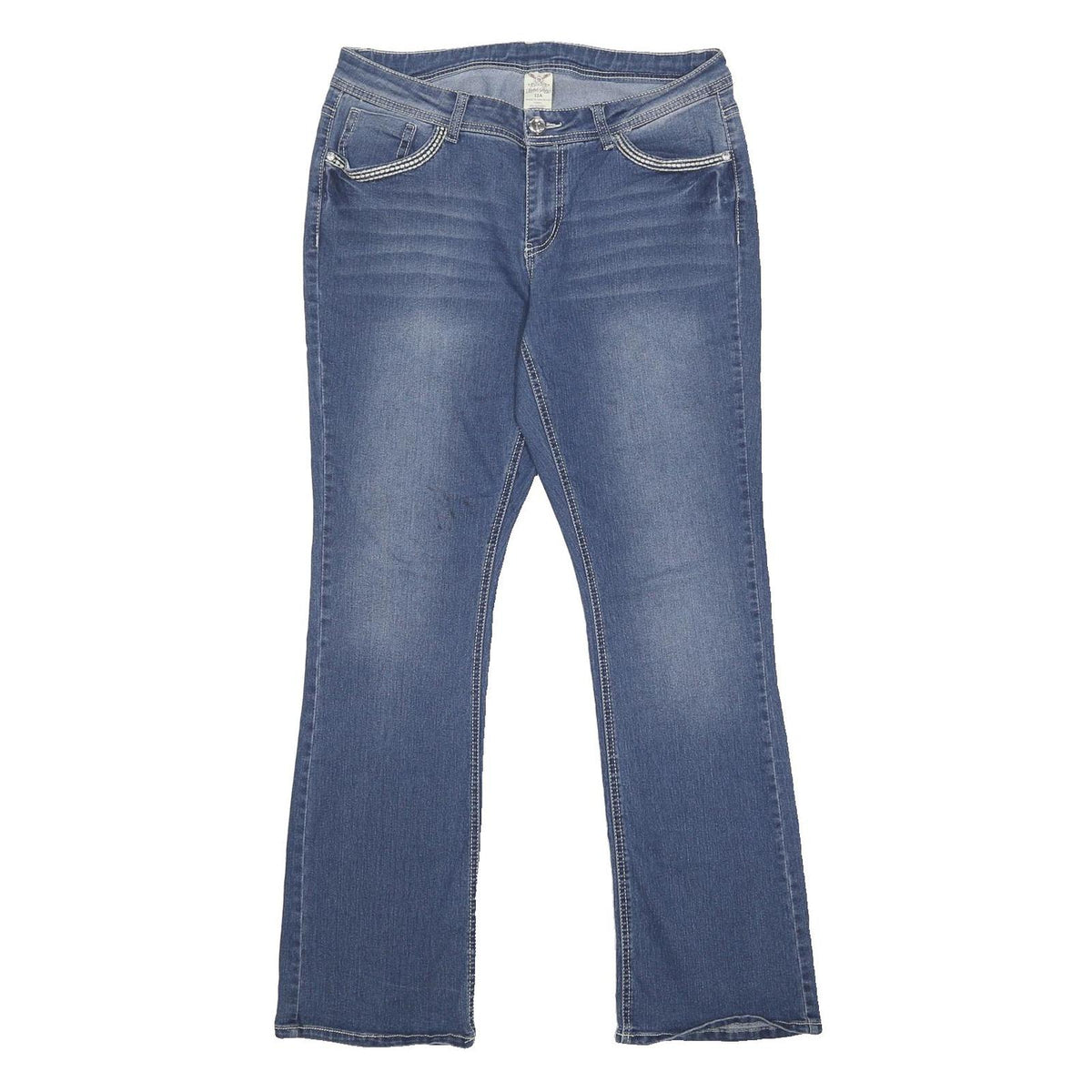 FADED GLORY Womens Regular Fit Bootcut Denim Blue W32 L30 Embroidered Pockets