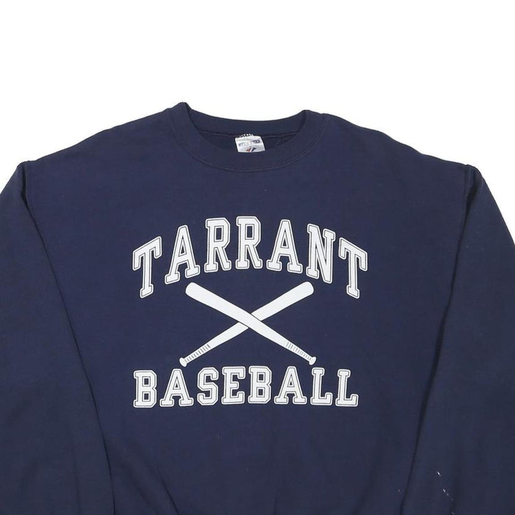 JERZEES Mens Navy Blue Tarrant Baseball Crew Neck M Cotton Blend Sweatshirt