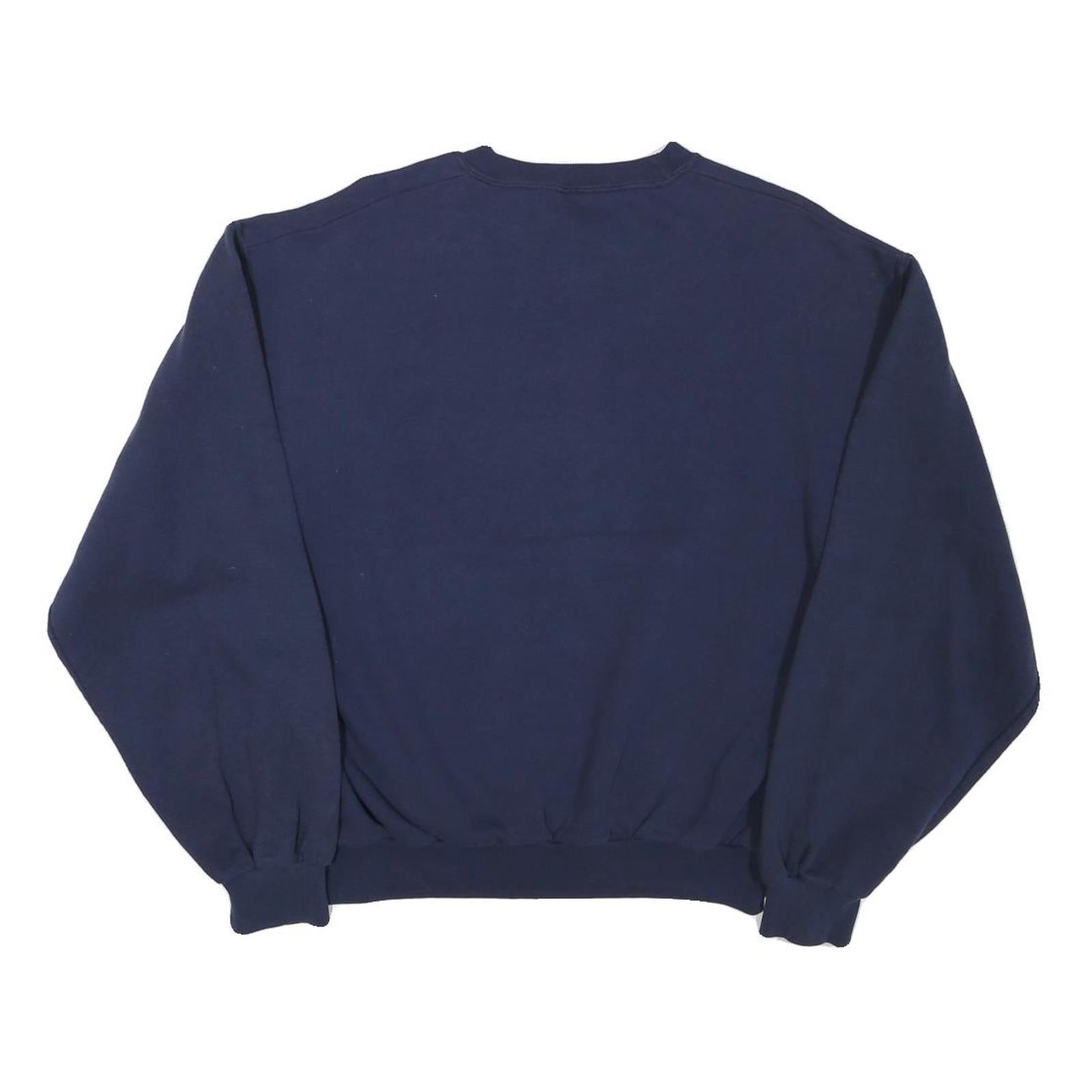 JERZEES Mens Navy Blue Tarrant Baseball Crew Neck M Cotton Blend Sweatshirt