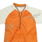 Womens Orange & Cream Graphic Zip Front Short Sleeve Crew Neck Sport T-Shirt M