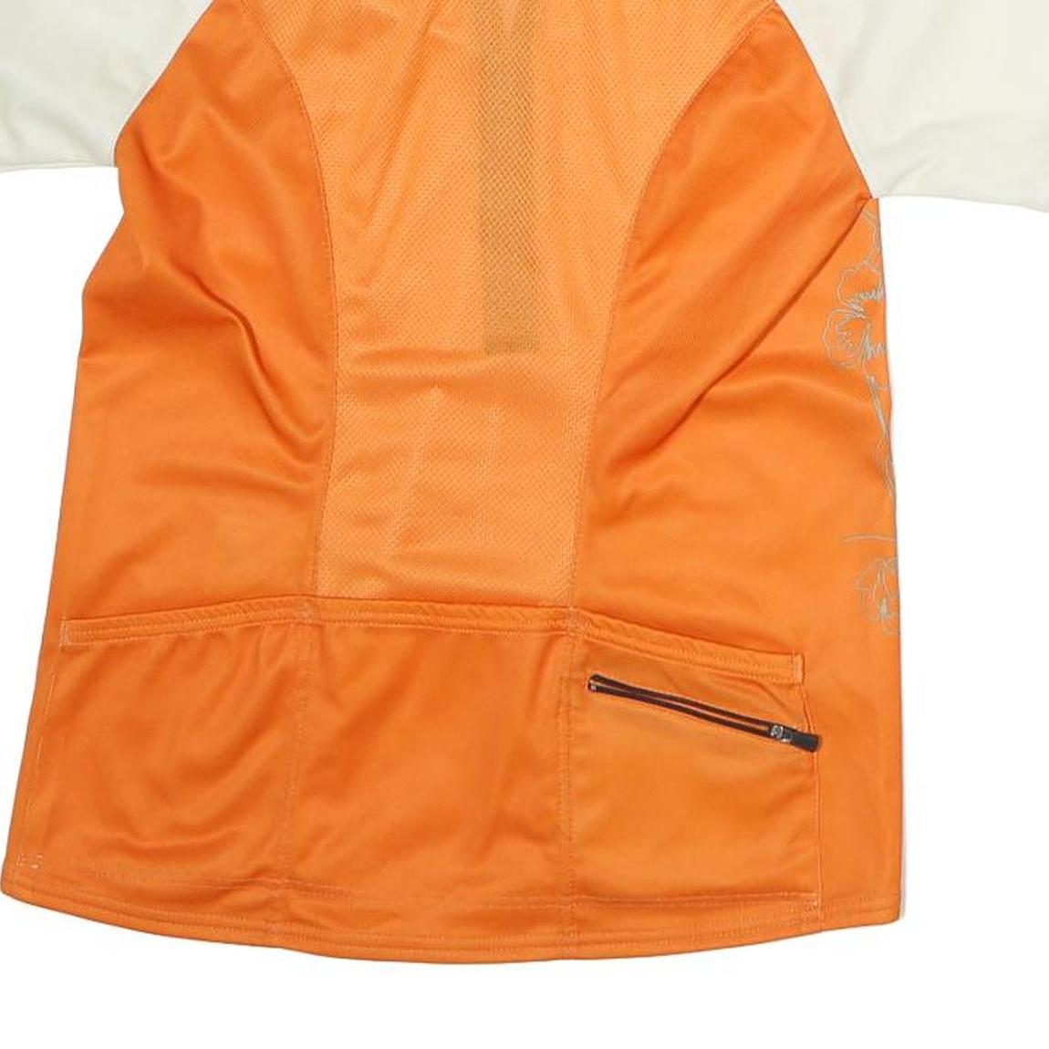 Womens Orange & Cream Graphic Zip Front Short Sleeve Crew Neck Sport T-Shirt M