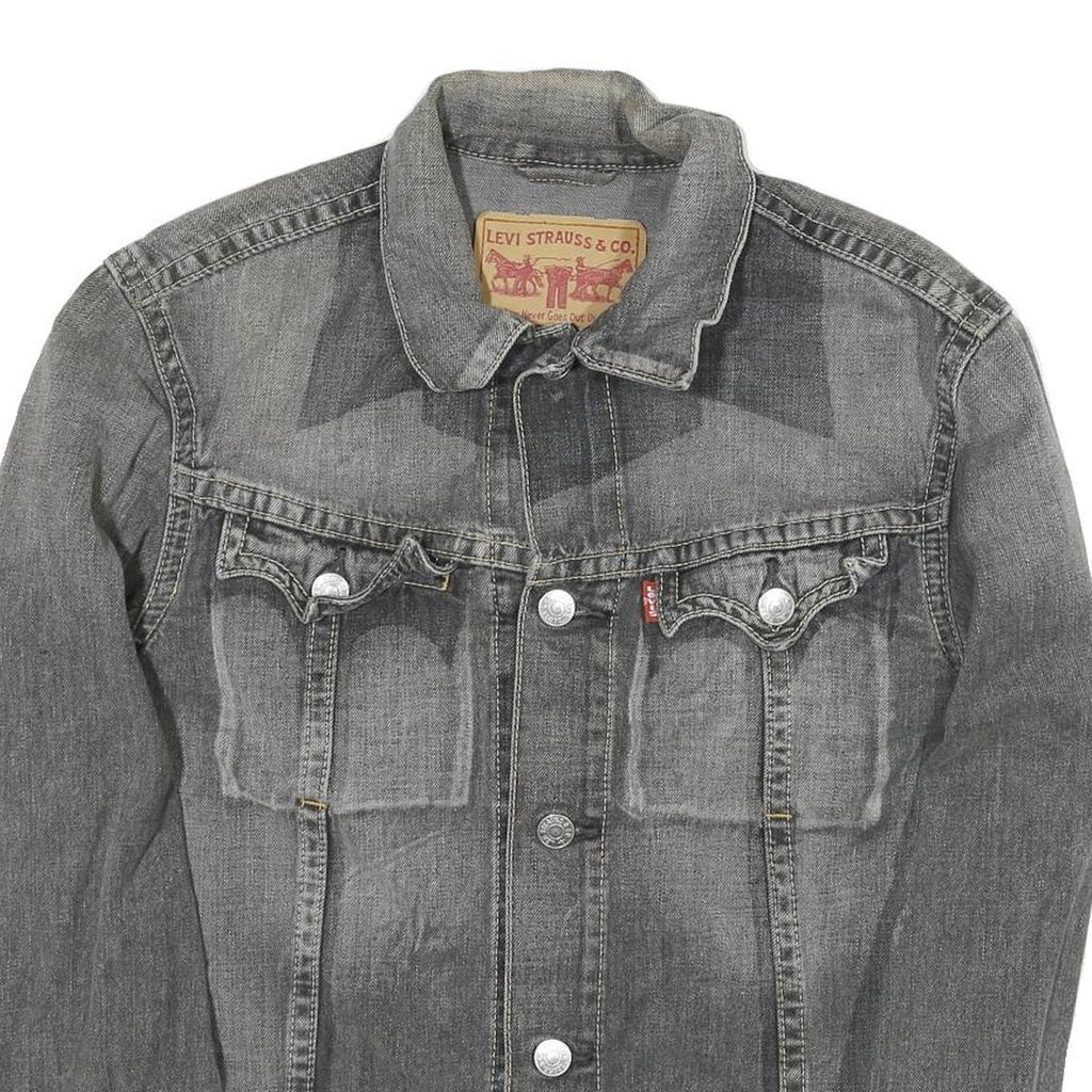 LEVI'S Womens Grey Denim Jacket M Cotton Blend Button Plain Classic Fit