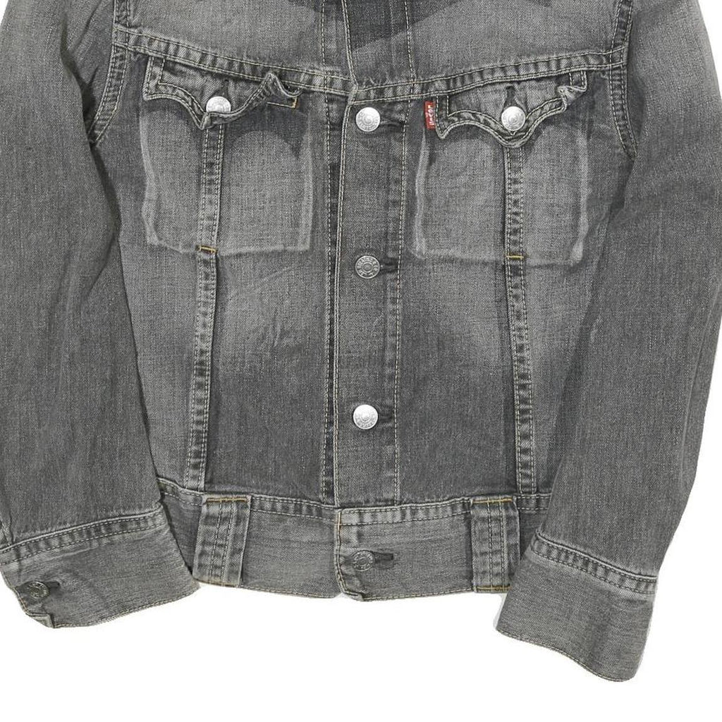 LEVI'S Womens Grey Denim Jacket M Cotton Blend Button Plain Classic Fit