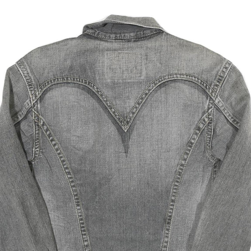 LEVI'S Womens Grey Denim Jacket M Cotton Blend Button Plain Classic Fit