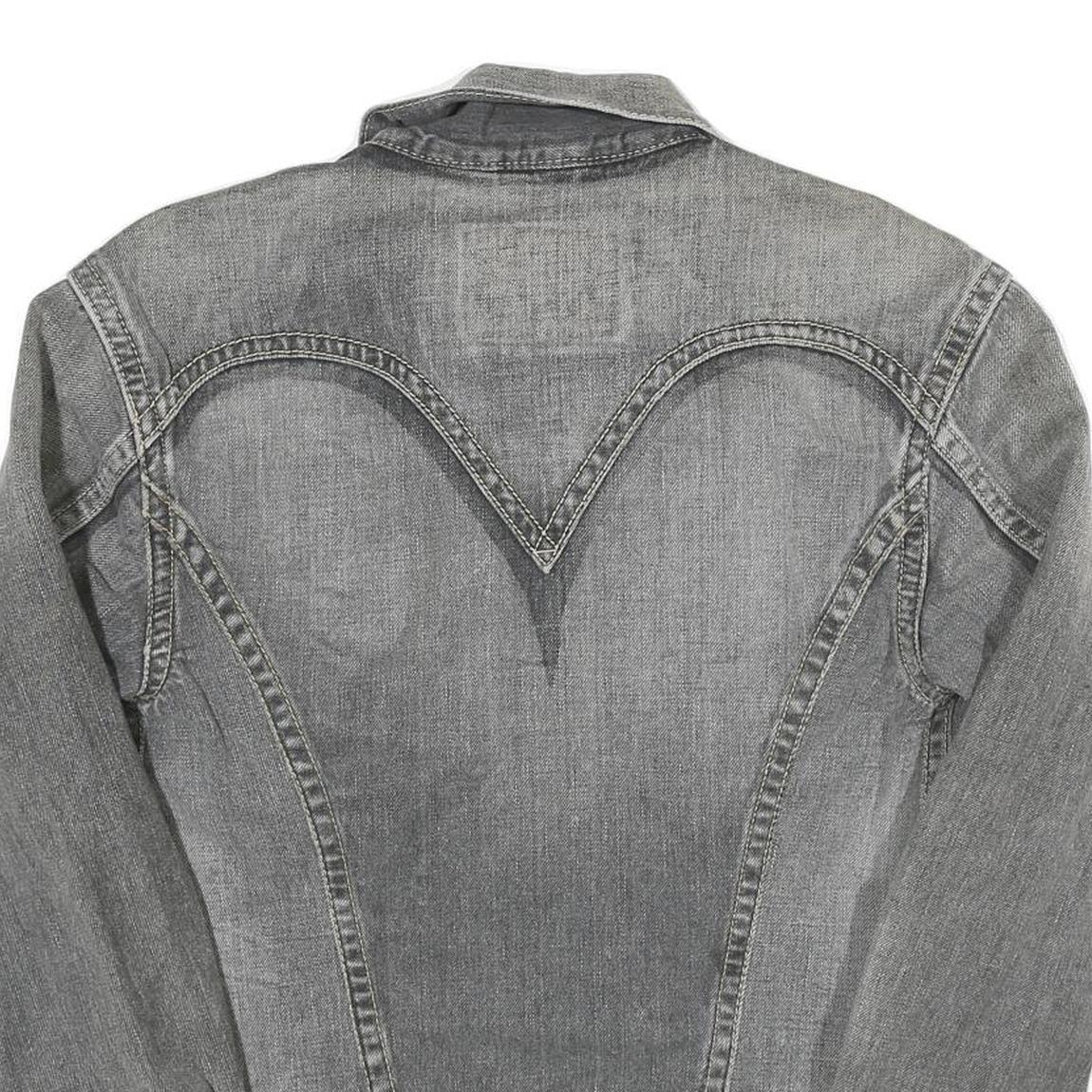 LEVI'S Womens Grey Denim Jacket M Cotton Blend Button Plain Classic Fit