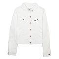 LEE Womens White Button Cotton Blend Jacket XS Denim Plain Classic Fit