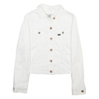 LEE Womens White Button Cotton Blend Jacket XS Denim Plain Classic Fit