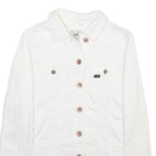 LEE Womens White Button Cotton Blend Jacket XS Denim Plain Classic Fit