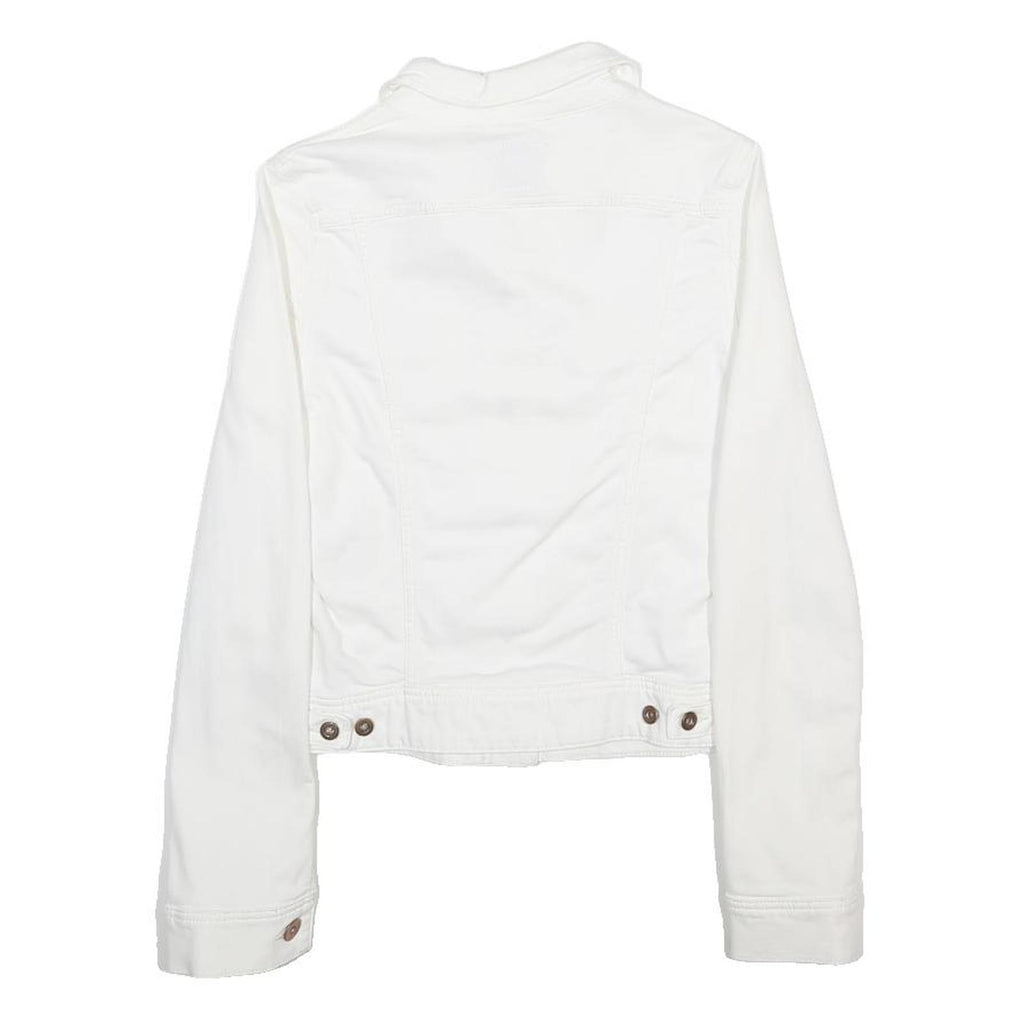 LEE Womens White Button Cotton Blend Jacket XS Denim Plain Classic Fit