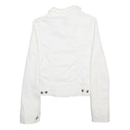LEE Womens White Button Cotton Blend Jacket XS Denim Plain Classic Fit