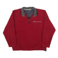 IZOD Mens Red Polyester Plain 1/4 Zip Jumper L Performance Casual Comfort