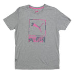 PUMA Womens Grey & Pink Graphic T-Shirt L Short Sleeve Crew Neck Casual Wear
