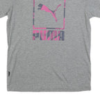 PUMA Womens Grey & Pink Graphic T-Shirt L Short Sleeve Crew Neck Casual Wear
